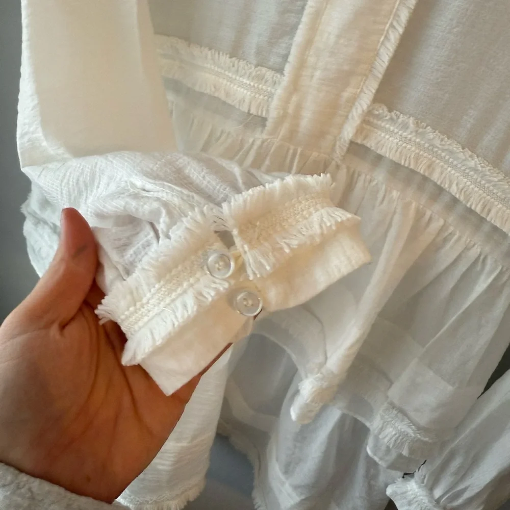 Labelrail‎ x Collyer Twins sheer mini dress with tiered skirt White